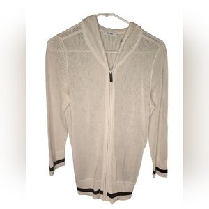 Izod Women's Cream Cardigan with Black Accents